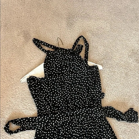 Chic Halter Black and White Polka Dot Dress - Picture 2 of 4